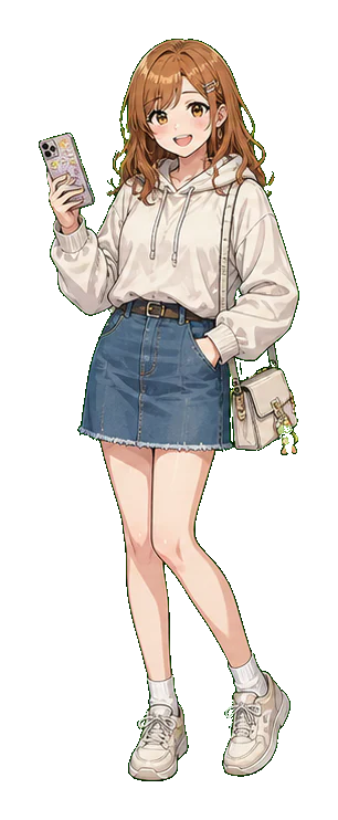 場を明るくする連絡係の等身大イラスト