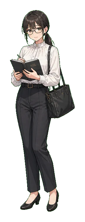 予定表で心を守る人の等身大イラスト