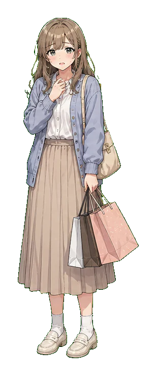 断れないやさしさの持ち主の等身大イラスト