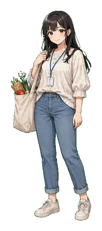 人助けが日常の善人の等身大イラスト